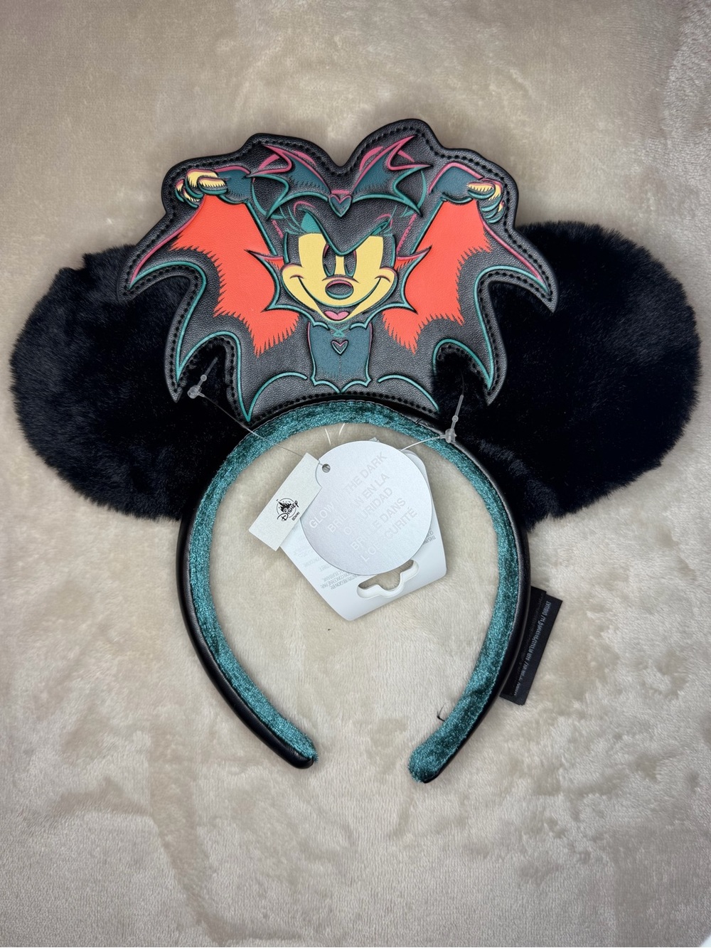 Disney Minnie Mouse Halloween Bat Glow-in-the Dark Ear Headband 2023 - NWT